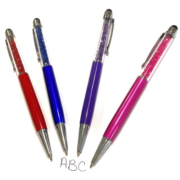 Pens Lot of 4 Crystal Stones With Stylus Red Blue Purple Pink - Picture 6 of 6